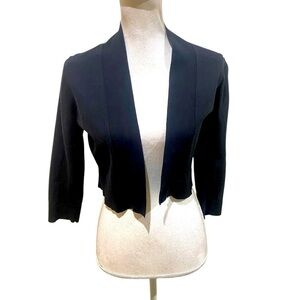 Calvin klein open front cropped lightweight black sweater silk rayon blend small